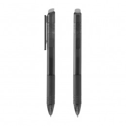 Bolígrafo borrable publicitario en colores azul, rojo, verde y negro con goma para borrar