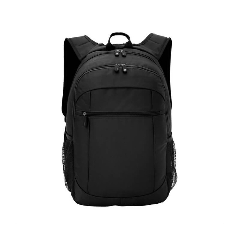 mochila ejecutiva gris puelo compartimentos múltiples vista lateral
