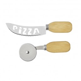 set cortador de pizza personalizado de madera napole regalo corporativo