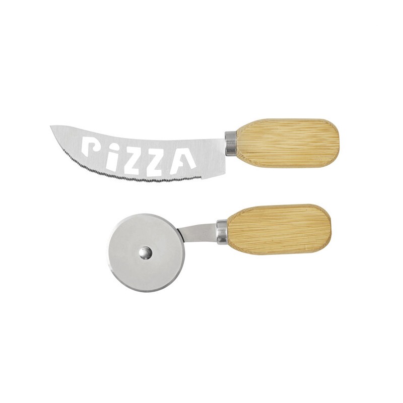 set cortador de pizza personalizado de madera napole regalo corporativo